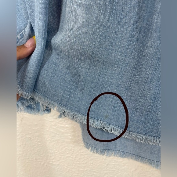 Cloth & Stone Anthropologie Light Blue Chambray Off The Shoulder Top Women’s Sm - Picture 9 of 13